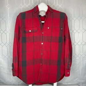 Ralph Lauren Authentic Dungarees Red Tartan Plaid Flannel Work Shirt XL